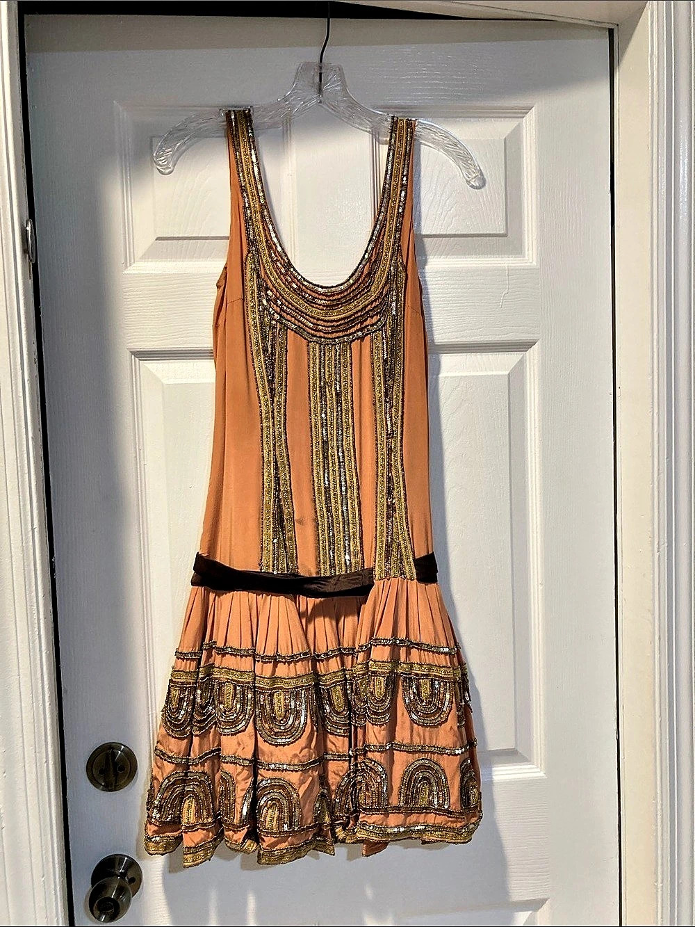 Embellished Mini Dress in Orange & Brown Like New